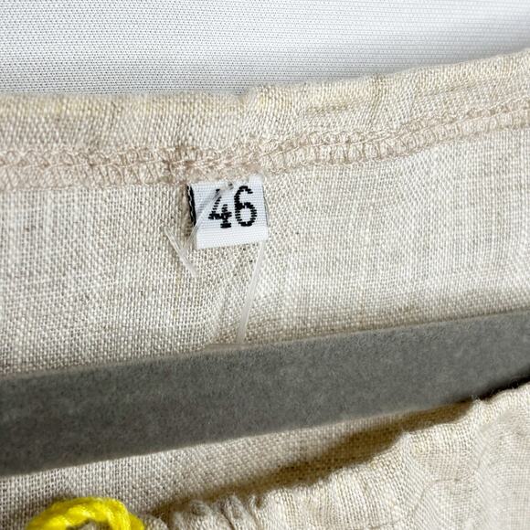 Needlepoint Yellow Sunflower Peasant Blouse Womens 46/XL Drawstring Neckline - Picture 10 of 12